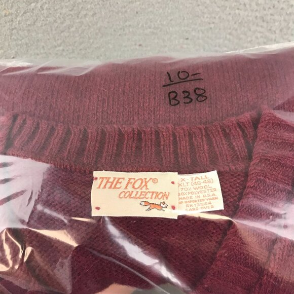 Vintage The Fox Collection Red Wool Blend V-Neck Sweater Vest XLT - Picture 8 of 8